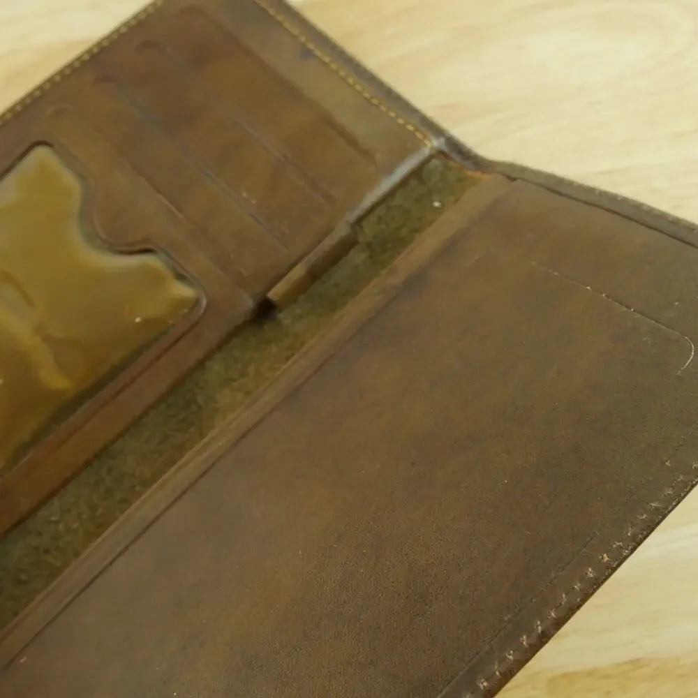 Persian Charm Negar‎ Achaemenid Soldier Folded Long Wallet Brown Leather 4x7